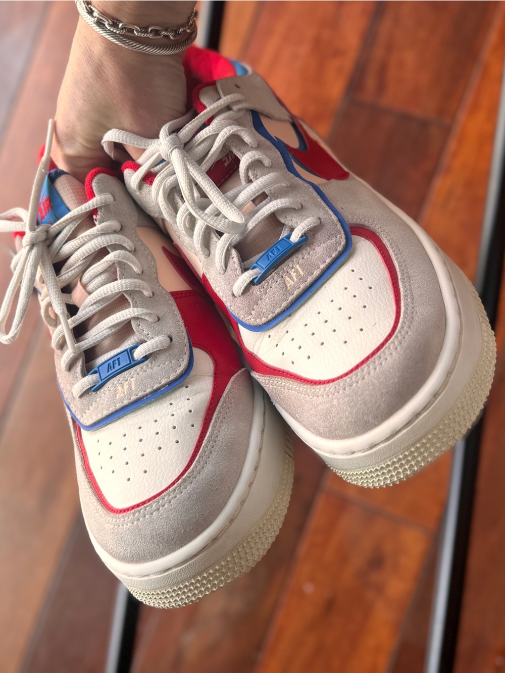 Nike Air Force 1 Shadow sneakers in a "Sail Royal Red" colorway - Picture 10 of 12